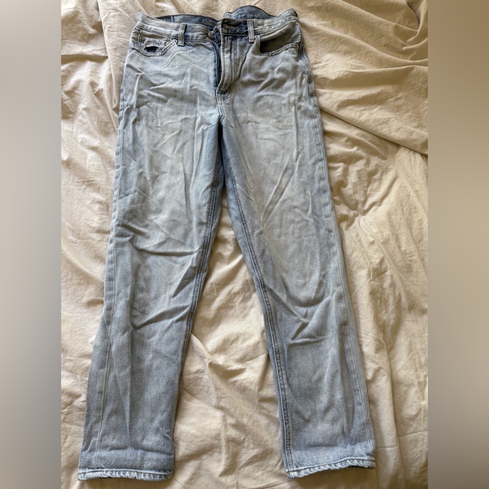 American Eagle Blue Grey Mom Jeans